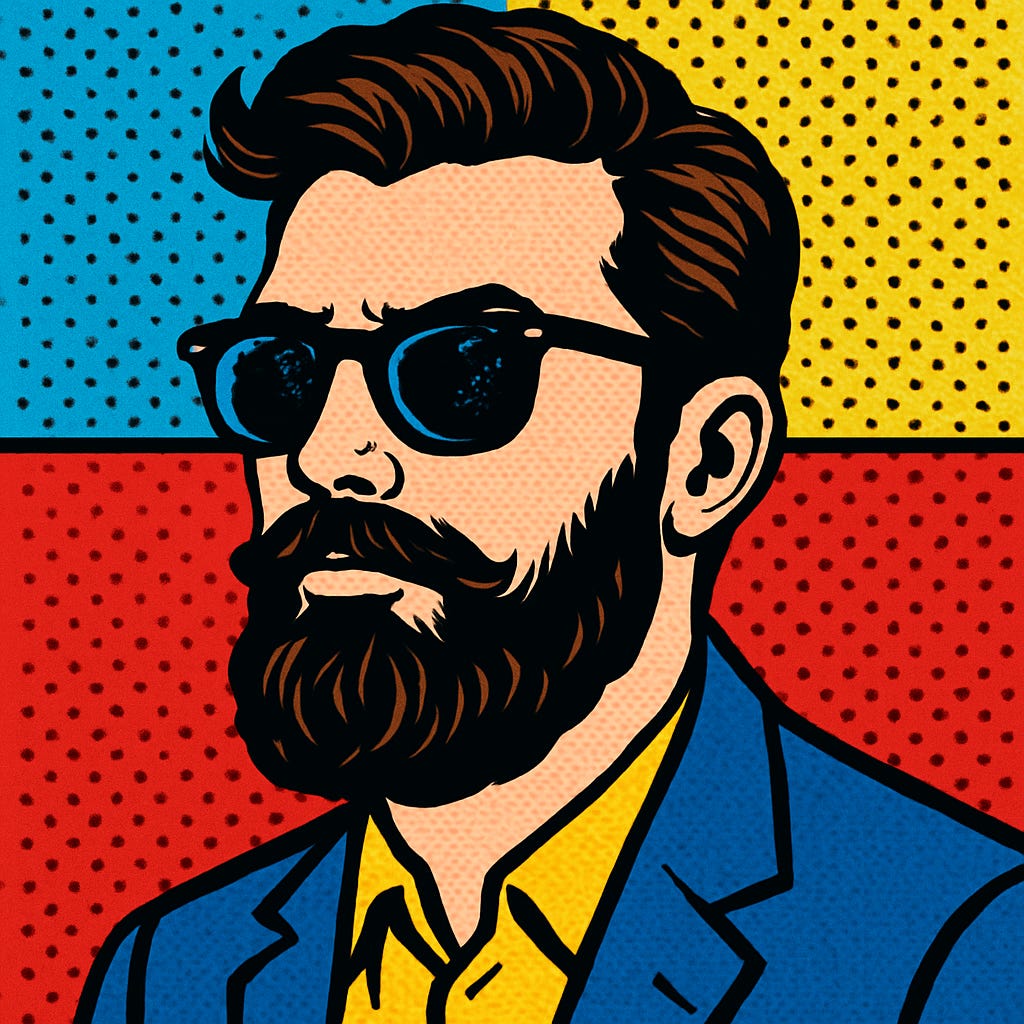 Pop art style bearded man with sunglasses