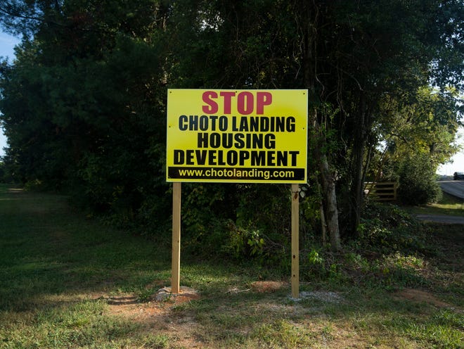 Signage throughout the Choto area on Sept. 11 in West Knox County opposes the Choto Landing development at 12320 Northshore Drive. Developer Dominion Group scrapped its plans to build affordable housing at that site.