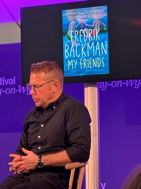 Images of authors and audience from Hay Festival