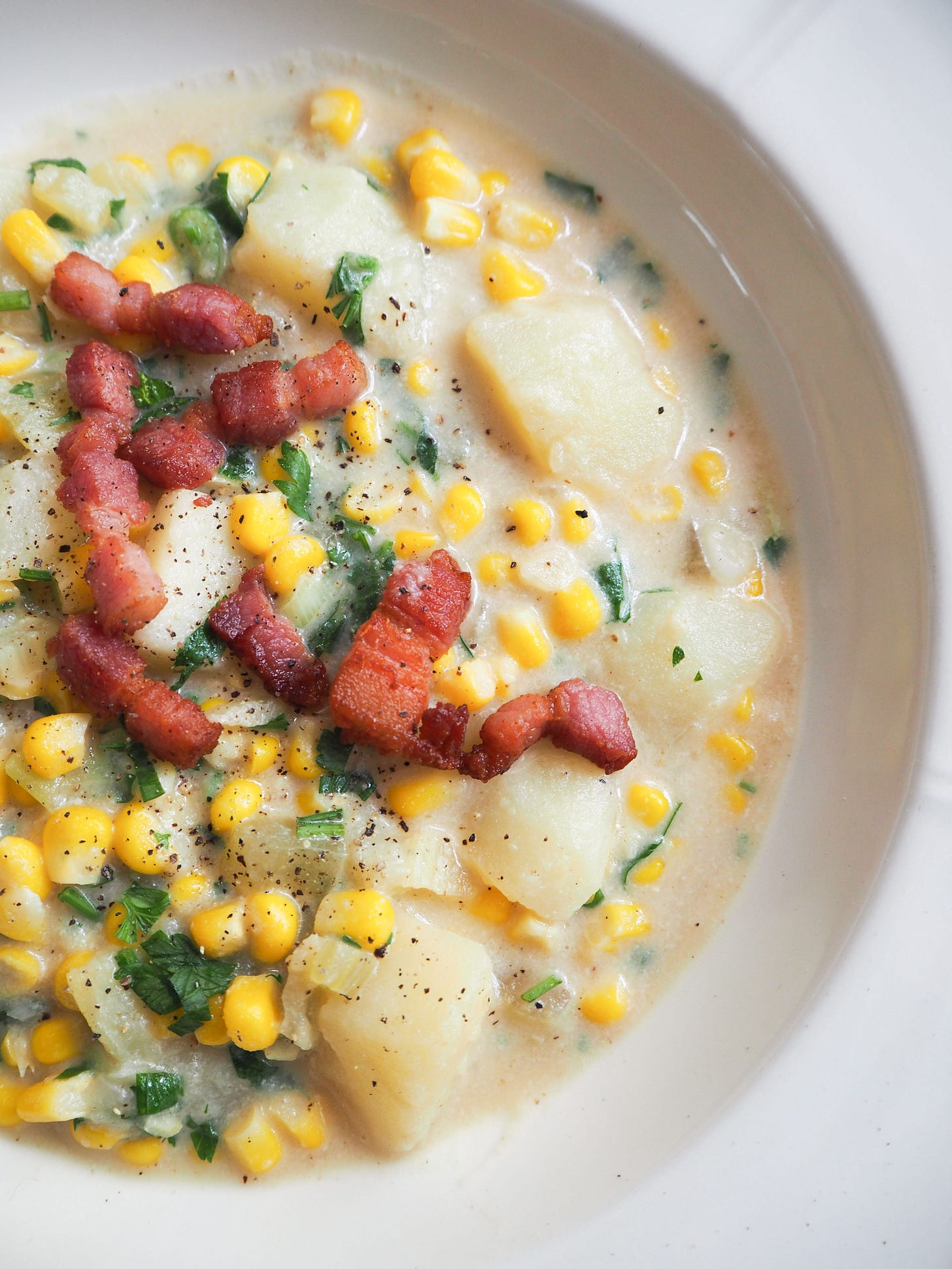 A bowl of sweetcorn chowder 
