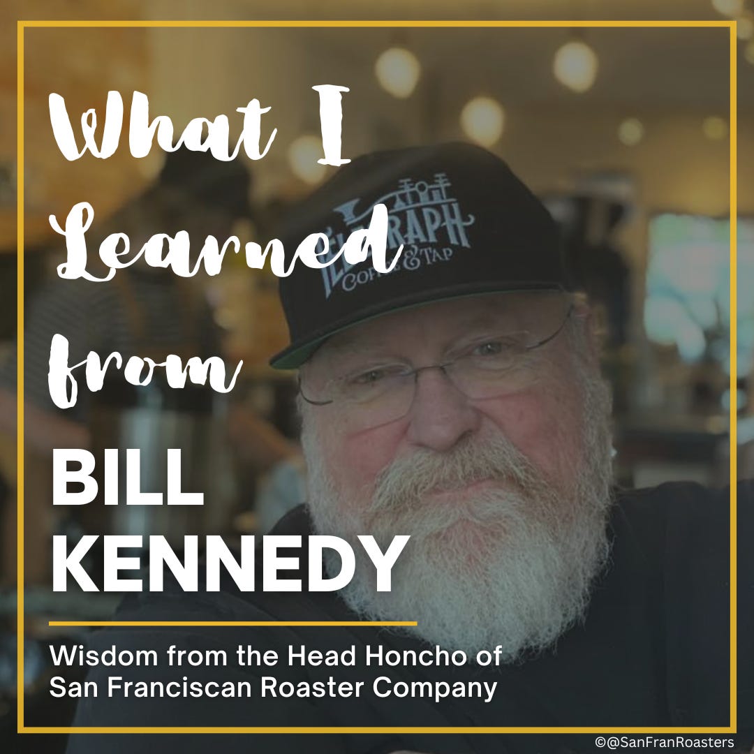 A shoulders up photo of Bill Kennedy, a white man with a Santa-like white beard, rimless glasses and kind eyes under a black baseball cap.