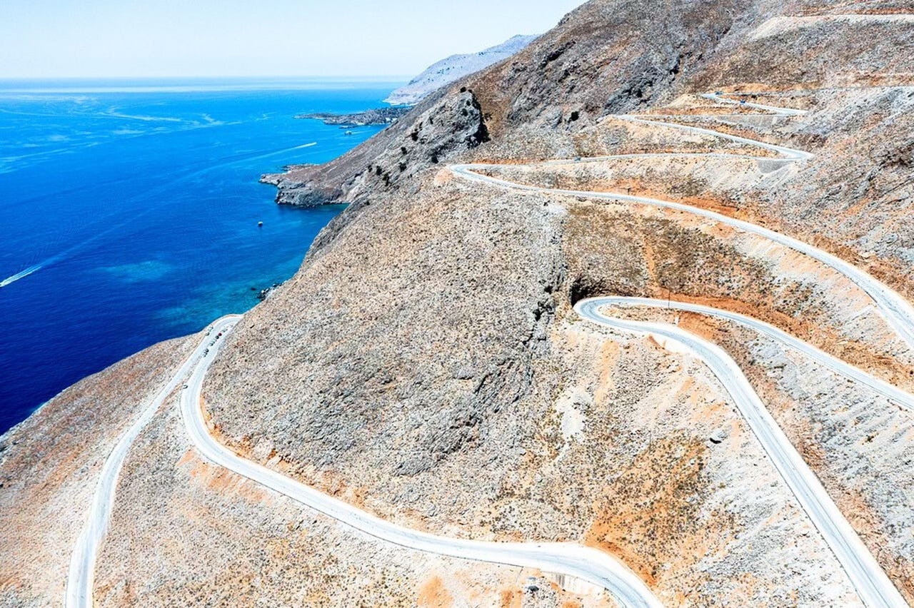 meandering road and sea
