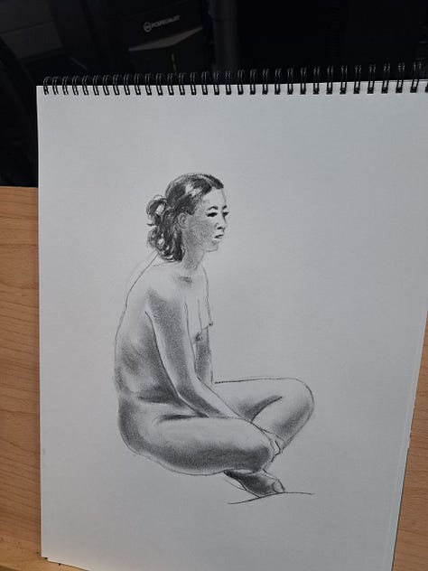 life drawing of nude model in cardiff