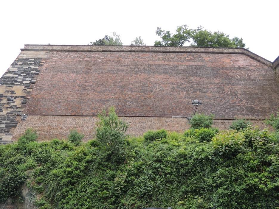 A brick wall with trees in the background

AI-generated content may be incorrect.