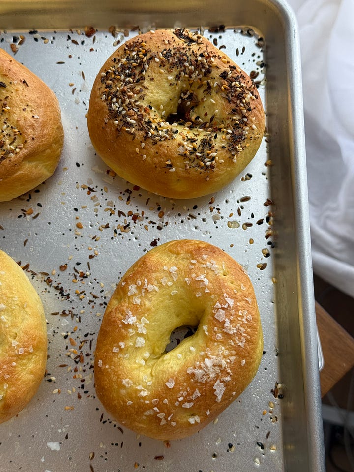 unbaked egg bagels and baked egg bagels