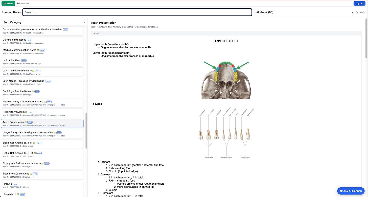 Study with Hannah interface screenshot Study with Hannah interface screenshot