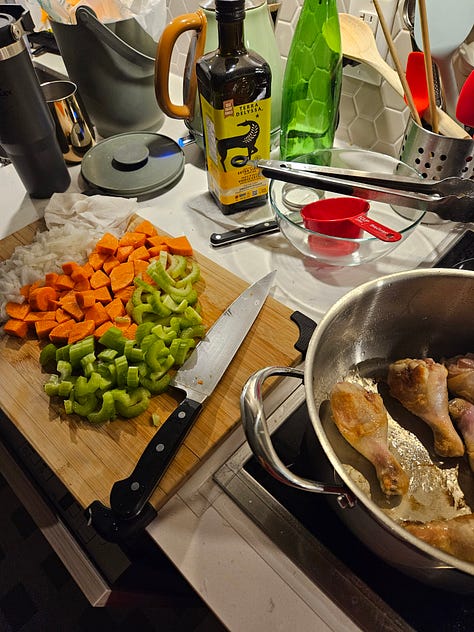 three photos of chicken soup