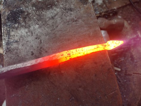 Photos of the project progressing from rebar to final hooks.