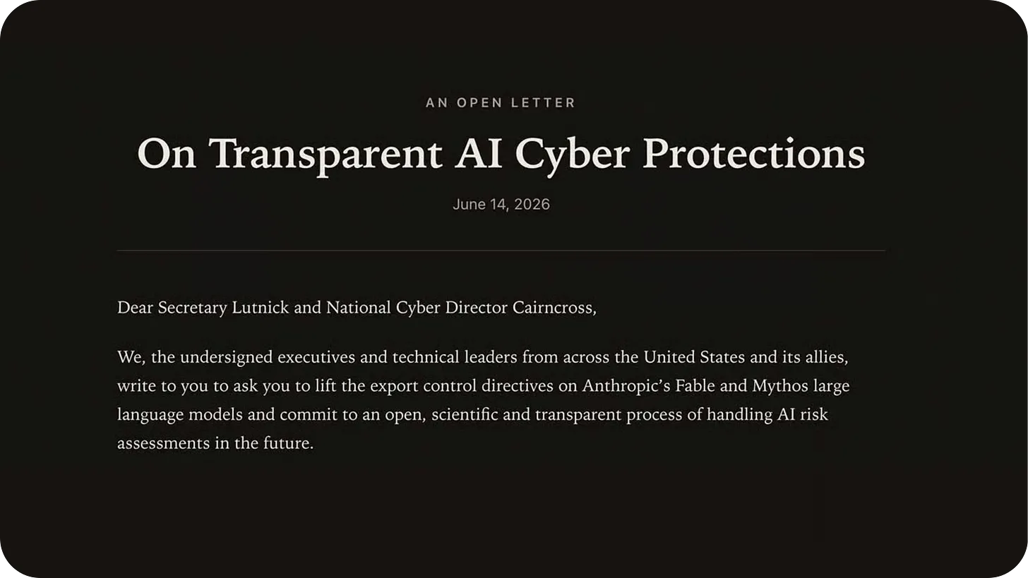 Carta abierta de más de 100 expertos en ciberseguridad pidiendo a EE.UU. liberar el modelo Fable 5 de Anthropic