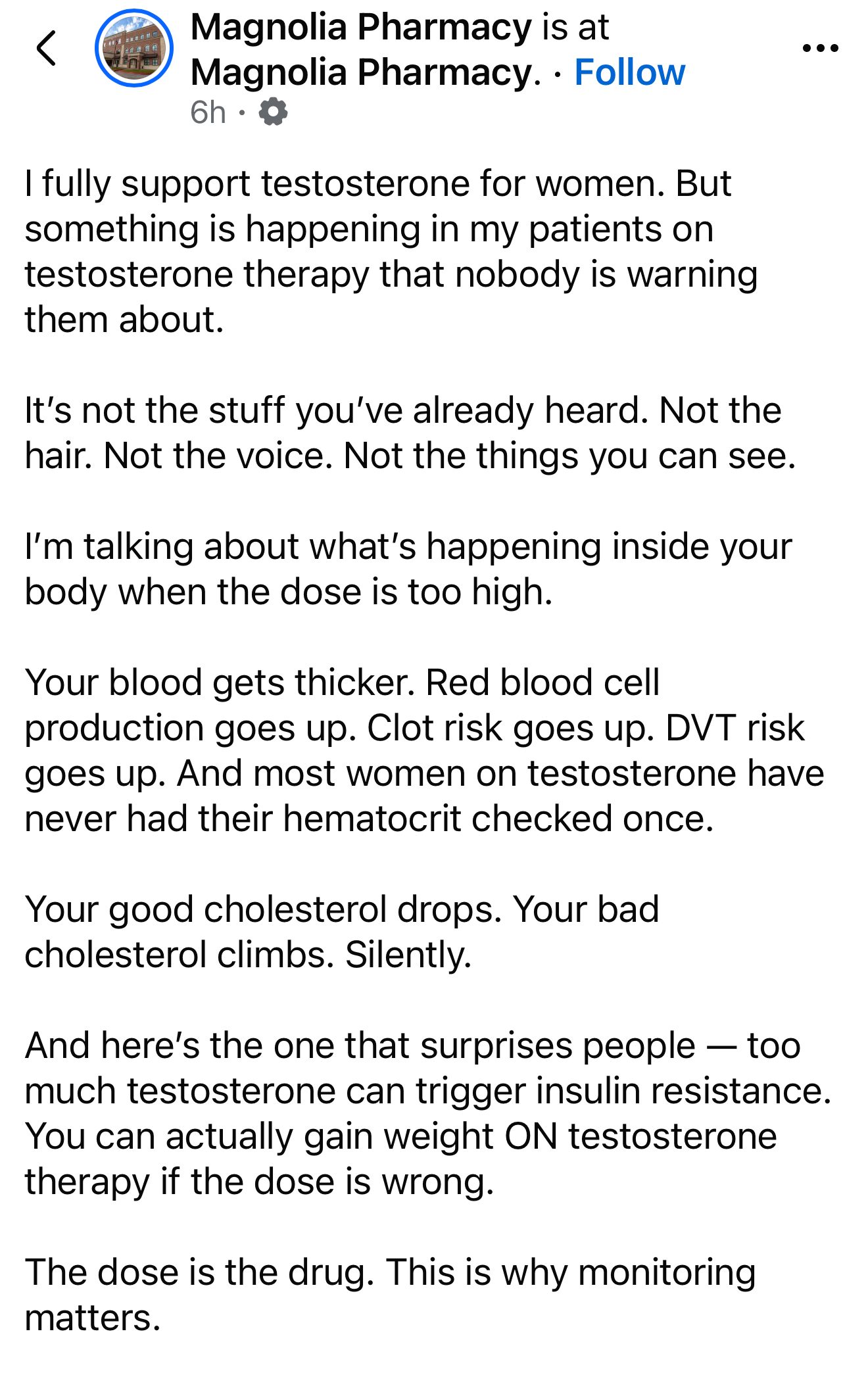 Testosterone for Women Isn’t Testosterone for Men... A Response to Bad Hormone Advice