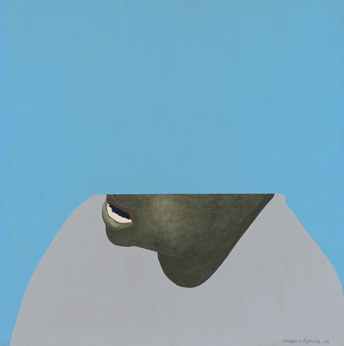 Rupert Garcia, Unfinished Man, 1968, acrylic on canvas, 48 x 48 inches
