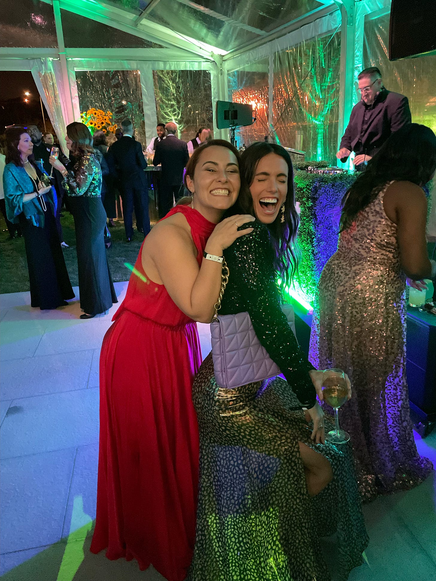 liz and ali goof around for the camera