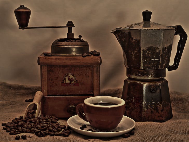 Royalty-Free photo: Silver and black moka pot | PickPik