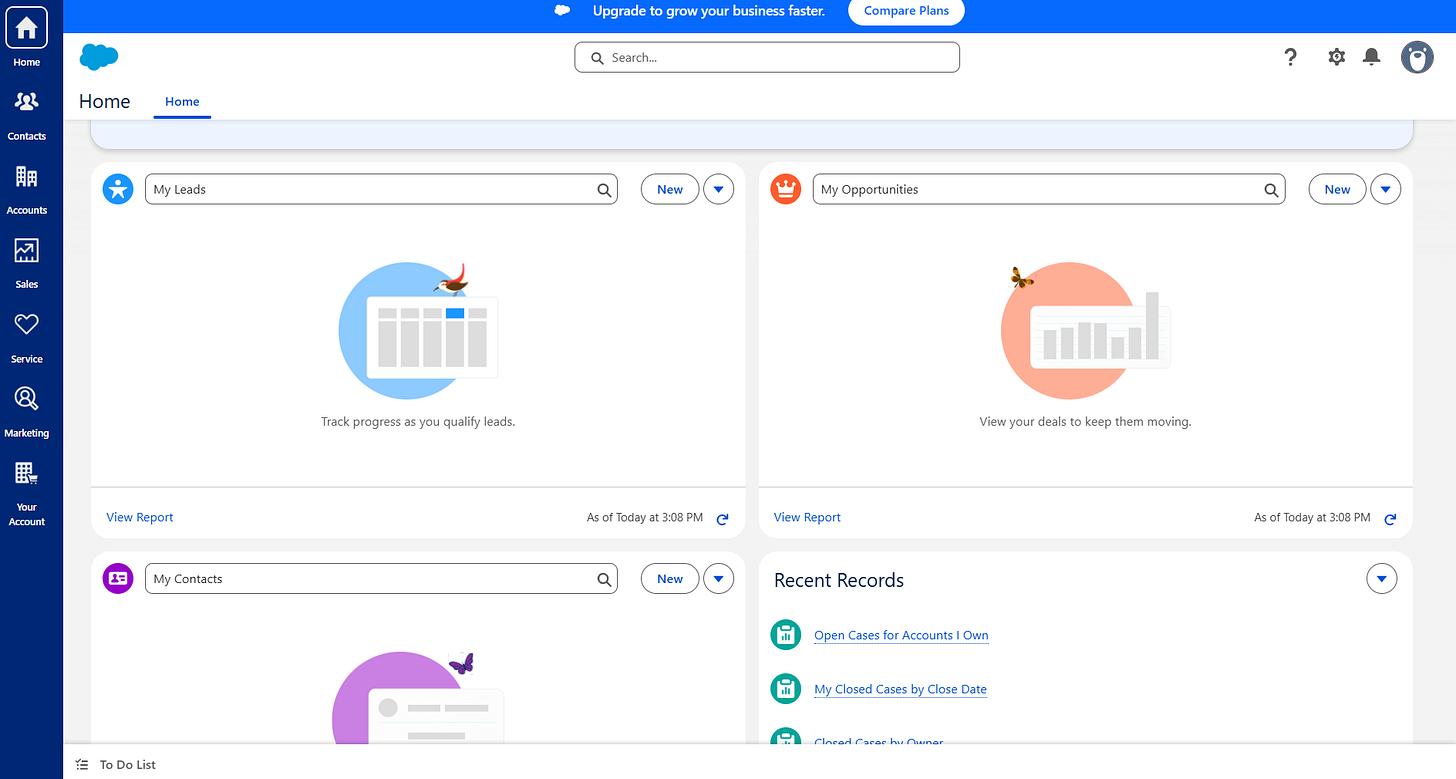 Screenshot of Salesforce CRM