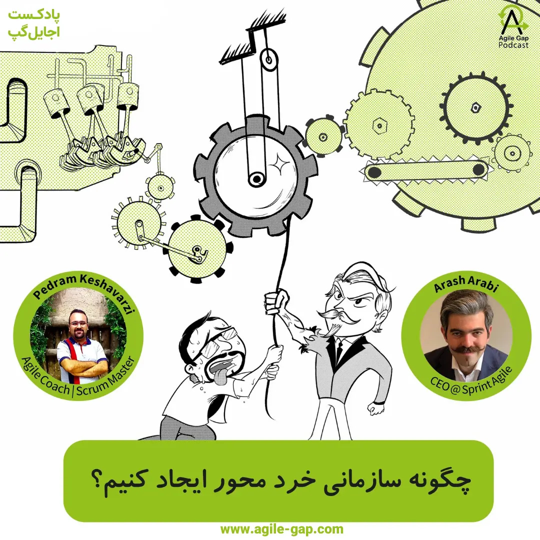 کاور اپیزود چگونه سازمانی خرد محور ایجاد کنیم؟ با حضور پدرام کشاورزی و آرش اعرابی در پادکست اجایل گپ کاور اپیزود چگونه سازمانی خرد محور ایجاد کنیم؟ با حضور پدرام کشاورزی و آرش اعرابی در پادکست اجایل گپ