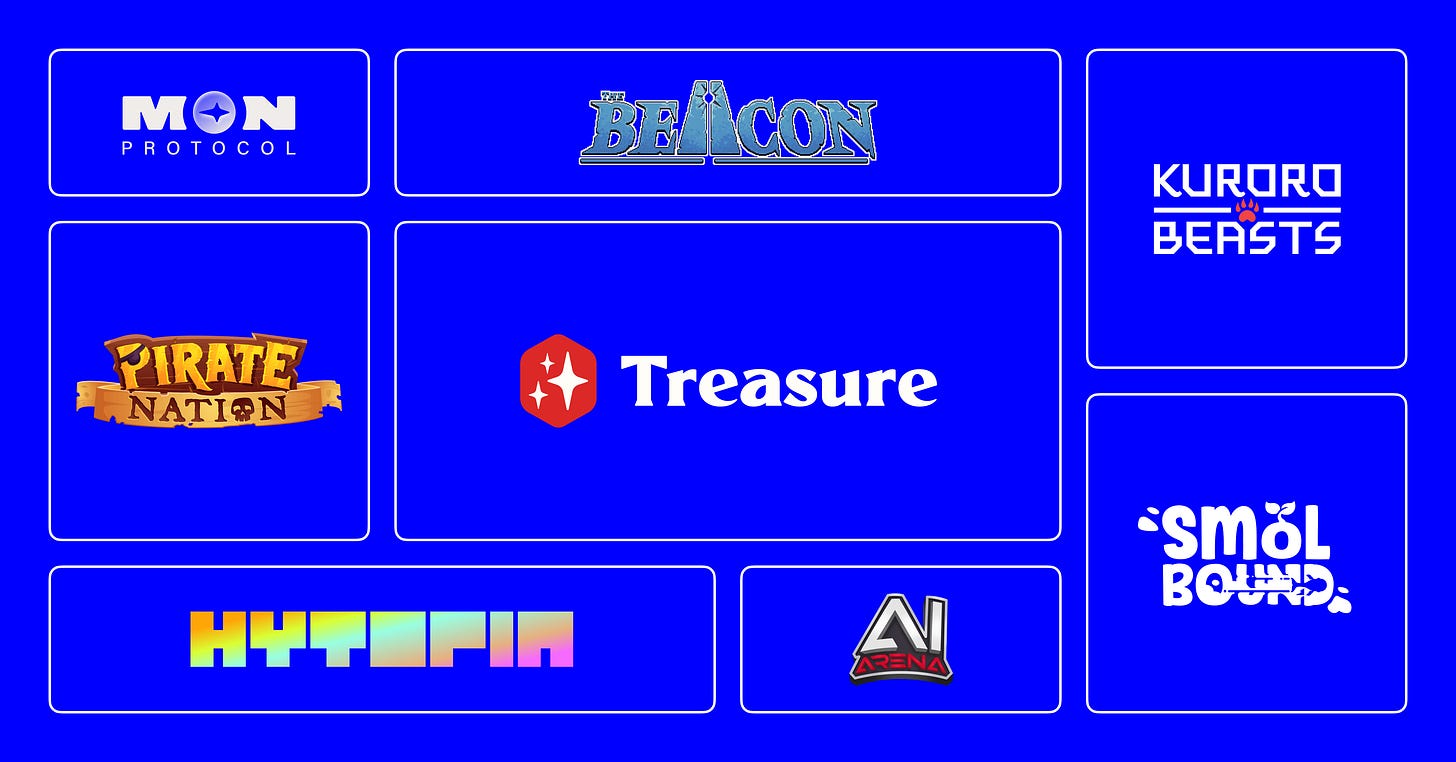 Best gaming web3 projects: Treasure, SmolBound, Hytopia, Ai Arena, Kuroro Beasts, The Beacon, Mon Protocol and Pirate Nations.