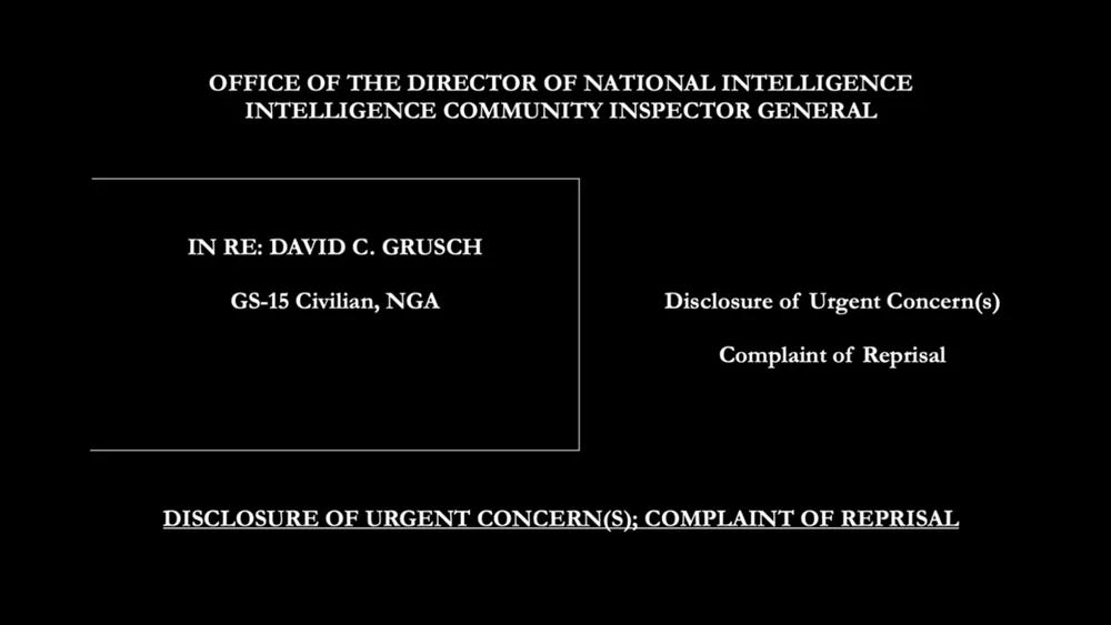 Article: "DAVID GRUSCH'S WHISTLEBLOWER COMPLAINT"