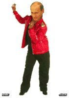 a man in a red jacket is dancing with a white background a man in a red jacket is dancing with a white background