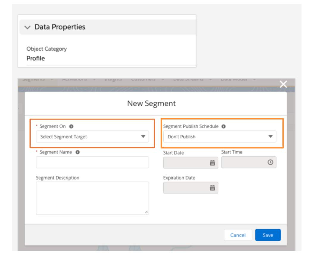 Screen shot of the New Segment page.