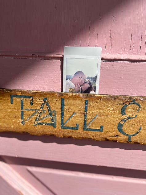 pictures of the Madonna Inn, and the newly engaged the couple