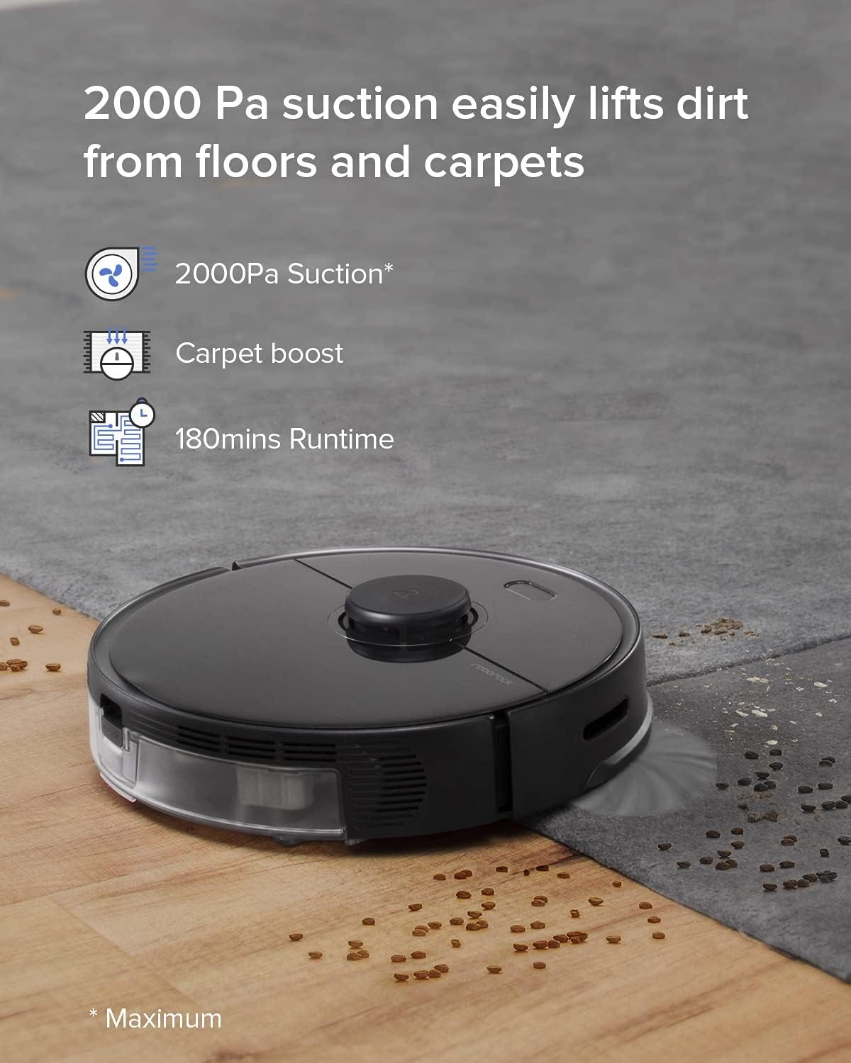 roborock Q8 Max+ Robot Vacuum and Mop, Self-Emptying, Hands-Free Cleaning for up to 7 Weeks, Reactive Tech Obstacle Avoidance, 5500 Pa Suction, DuoRoller Brush, APP-Controlled Mopping, White