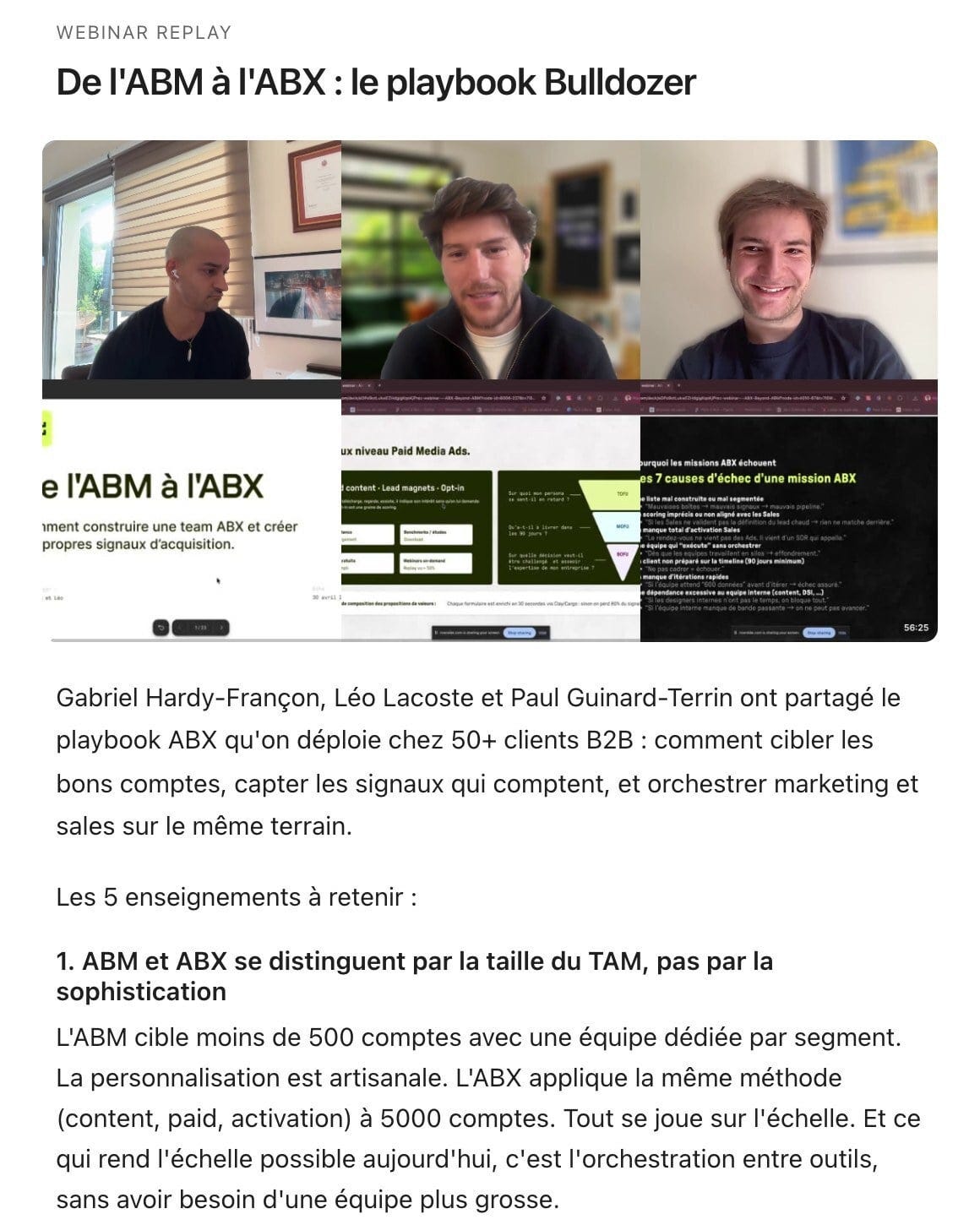 Our ABX webinar recap (in French), ready ten minutes after the live session Our ABX webinar recap (in French), ready ten minutes after the live session