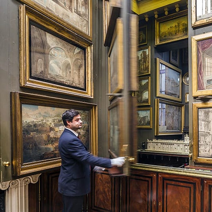 Mix Media Gallery Wall (Image: artgoda) | Interior of Sir John Soane Museum (Image: Gareth Gardner)