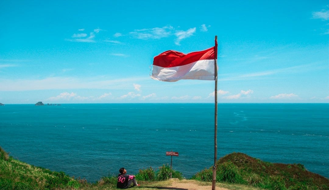 red and white flag beside beach