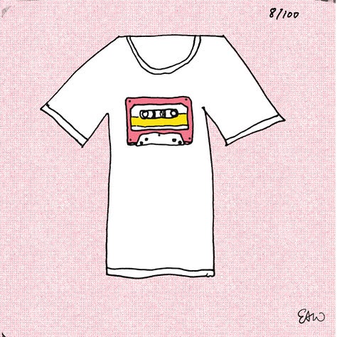 Nine of eighteen tshirt thumbnail sketches.