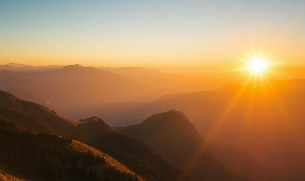 Peaceful Sunrise over Mountain A New Day is Dawning