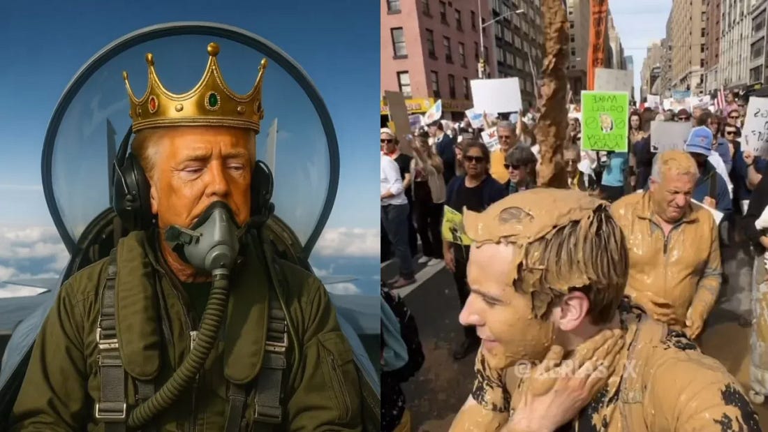 Trump responds to “No Kings” protests with controversial AI video showing  him bombarding protesters with brown sludge | Ukraine Top News