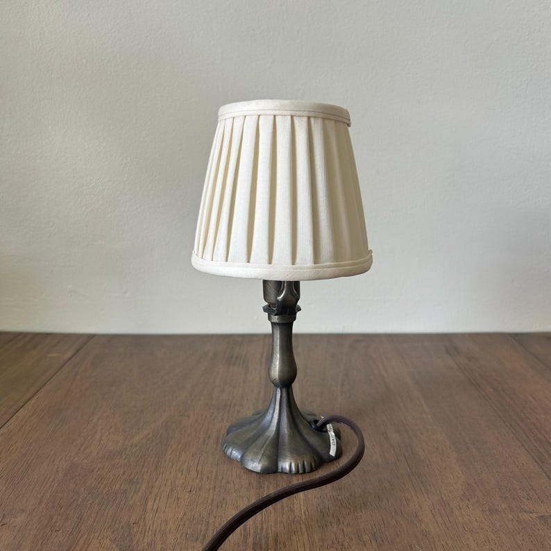 1990s Tiny Pleated Shade Bronze Color Plug In Desk Lamp image 1