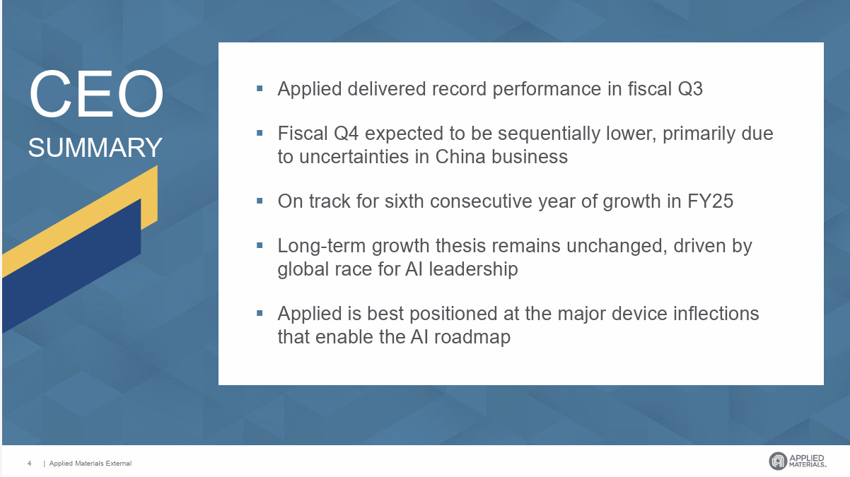 AMAT | 應用材料2025 年第三季業績亮點- 大叔美股筆記Uncle Stock Notes