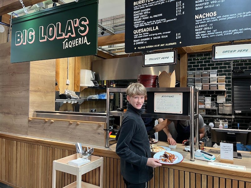 2025-6-17 Hudson at Big Lola's Taqueria in Chester, England by Susan Corbin