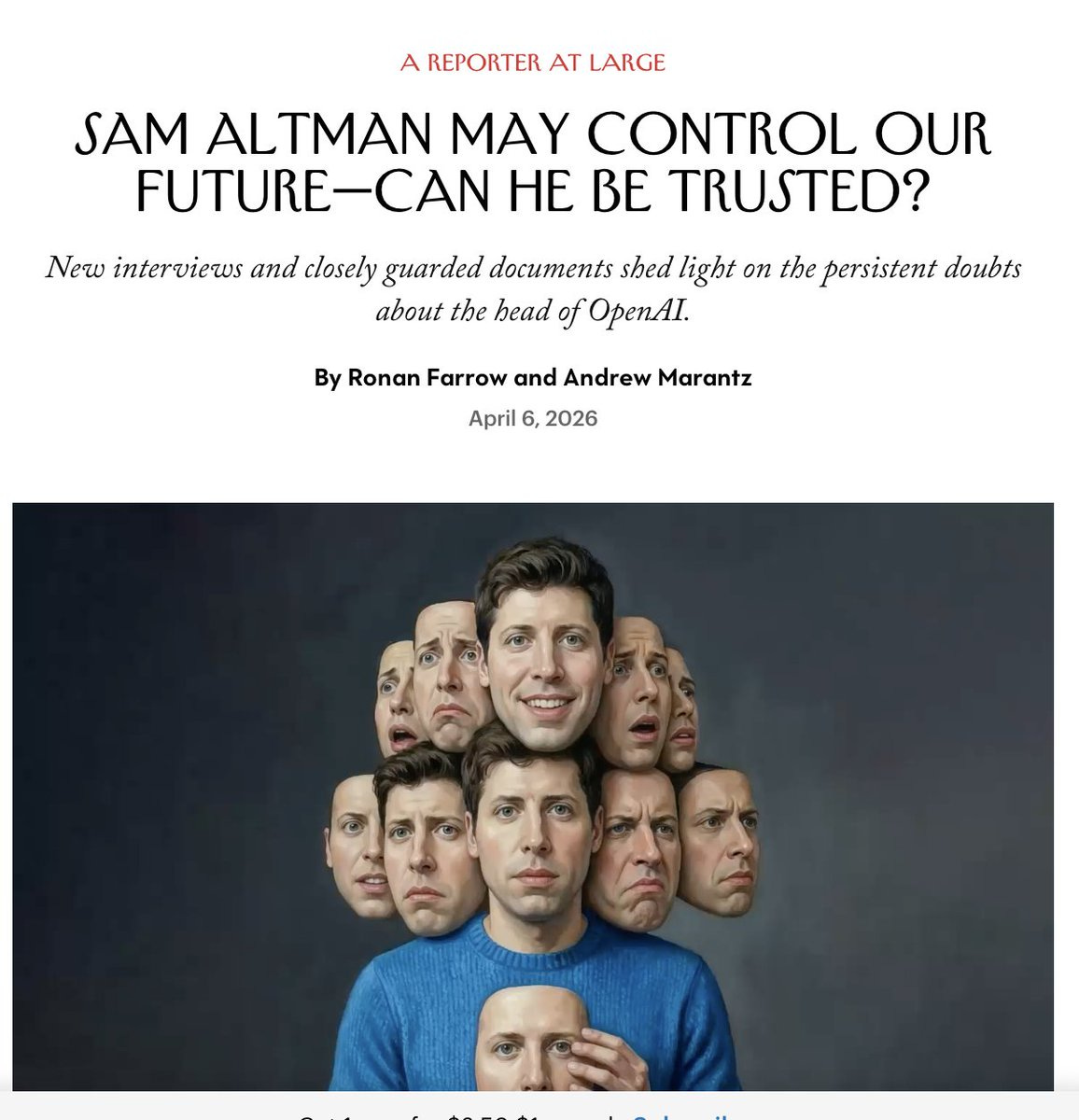 The New Yorker article about Sam Altman has SO many insane anecdotes. Take this one: "As the technology became increasingly powerful, we learned, about a dozen of OpenAI's top engineers held a The New Yorker article about Sam Altman has SO many insane anecdotes. Take this one: "As the technology became increasingly powerful, we learned, about a dozen of OpenAI's top engineers held a