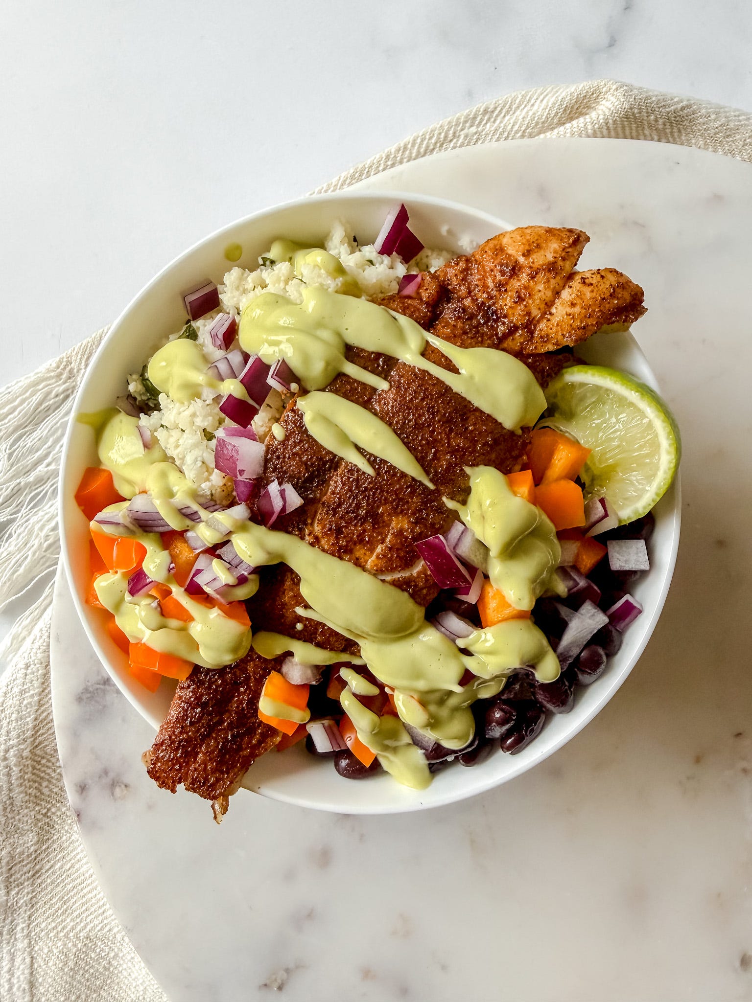 blackened fish taco bowls