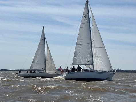sailboats racing on Mobile Bay
