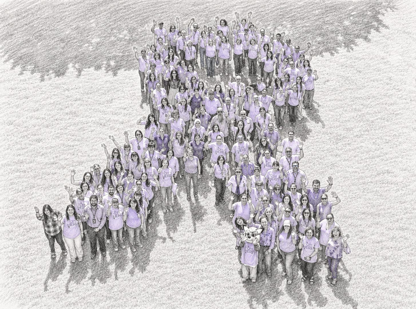 people forming a ribbon