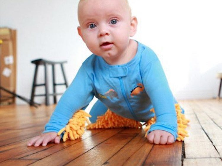 Make your child earn its keep with the baby mop, Make your child earn its keep with the baby mop,