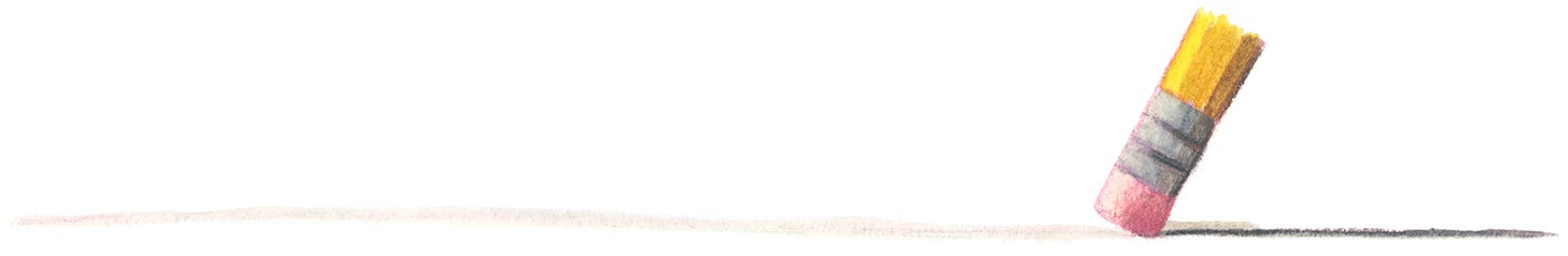 illustration by Jennifer M Potter of a pencil erasing a line