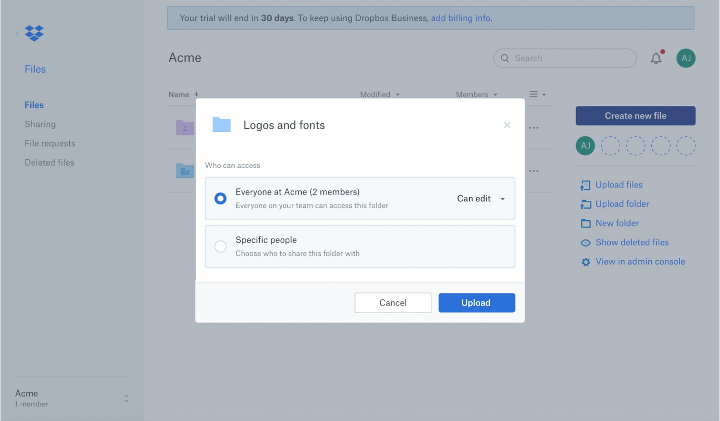 Dropbox screenshot