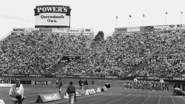 The Broncos’ opening match at ANZ Stadium in March 1993, with Power Brewing - not XXXX - taking pride of place.