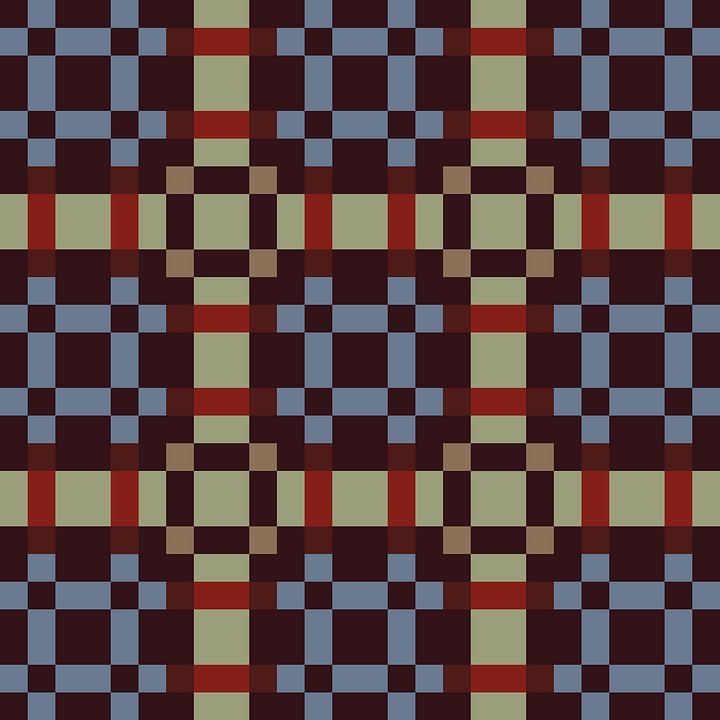 Different color palette examples of the Pixels + Plaid Quilt Pattern designed by Block Party