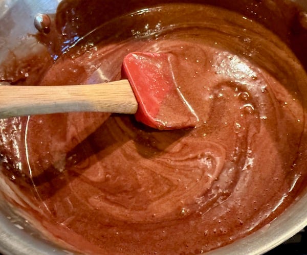 Melting marshmallows, milk and chocolate chips