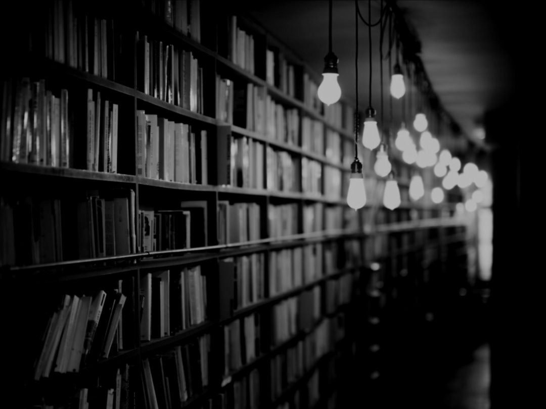 photo of library with turned on lights photo of library with turned on lights