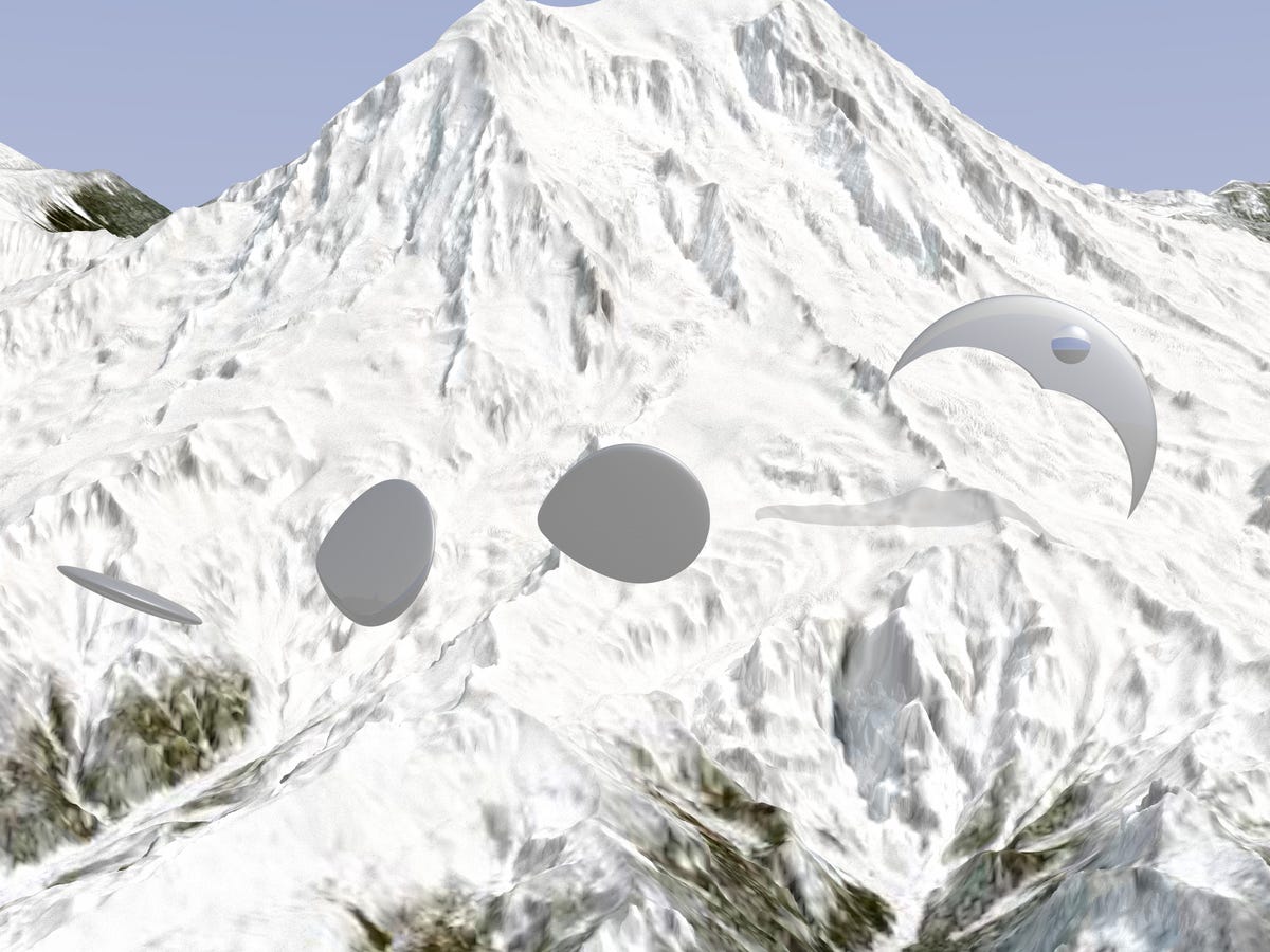 Artist rendintion computer graphic of the Kenneth Arnold UFO sighting