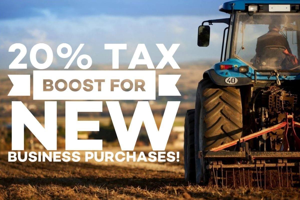 20% Tax boost for new purchases.