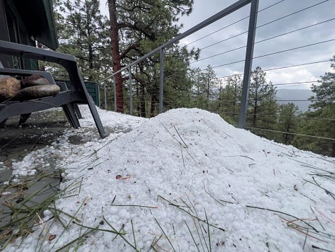Scenes from a recent hailstorm near Durango. Photos: Mitch Tobin.