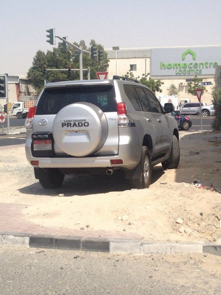 Another reason to have a four wheel drive in the UAE... off road parking!
