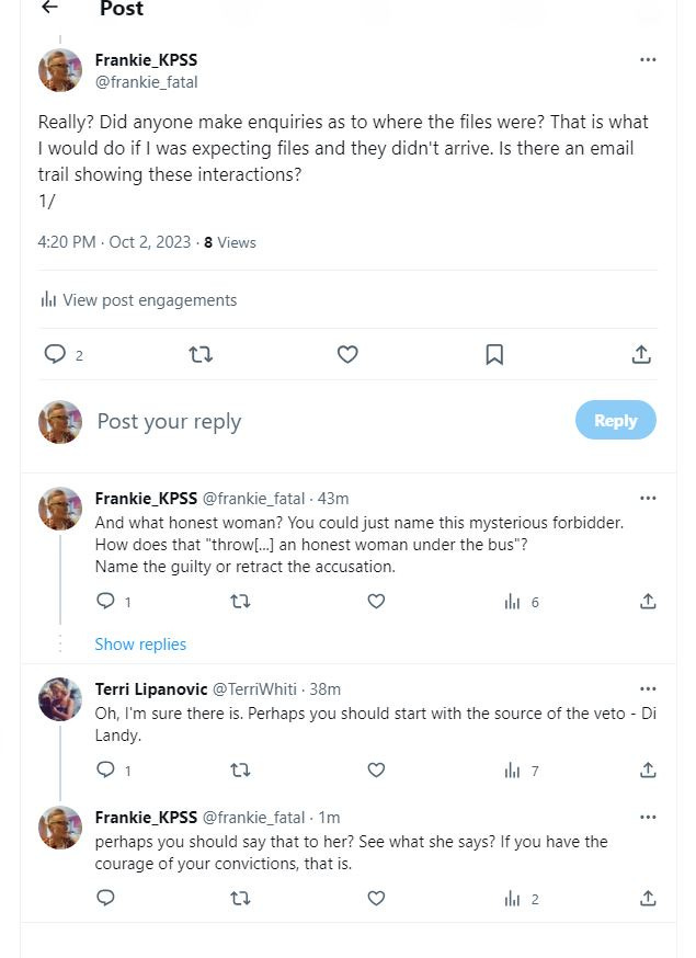 Terri Lipanovic Accuses Di of 'Vetoing' Women Speaking 